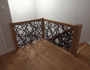 balustrada z metalowymi elementami
